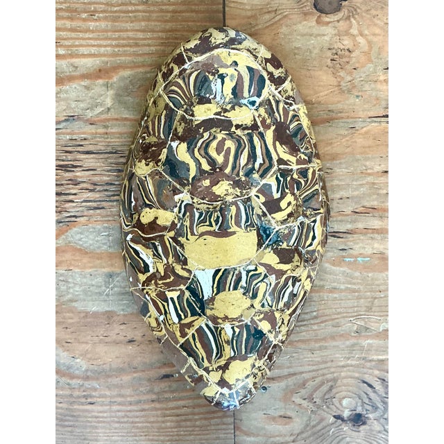 Vintage Italian Scagliola Gilt Tipped Pigmented Plaster Turtle Shell For Sale In West Palm - Image 6 of 12