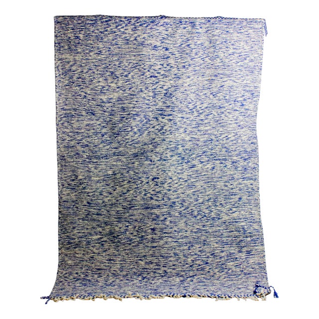 Vintage Berber Kilim Rug in Catalina Blue Wool, 1970s For Sale