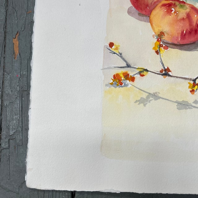 Impressionist 1980’s Original Impressionist Autumn Still Life Watercolor Painting For Sale - Image 3 of 4