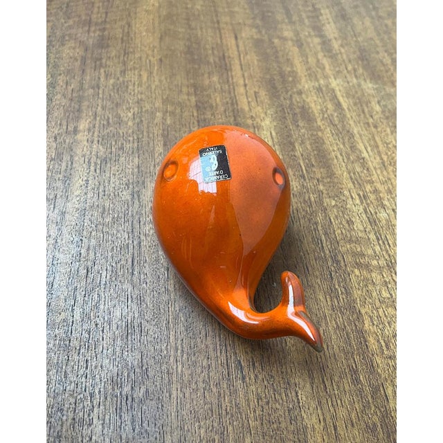 Orange Ceramic Whale Figurine Ashtray from Ceramica D'Arte, Salerno, Italy, 1970s For Sale - Image 8 of 18