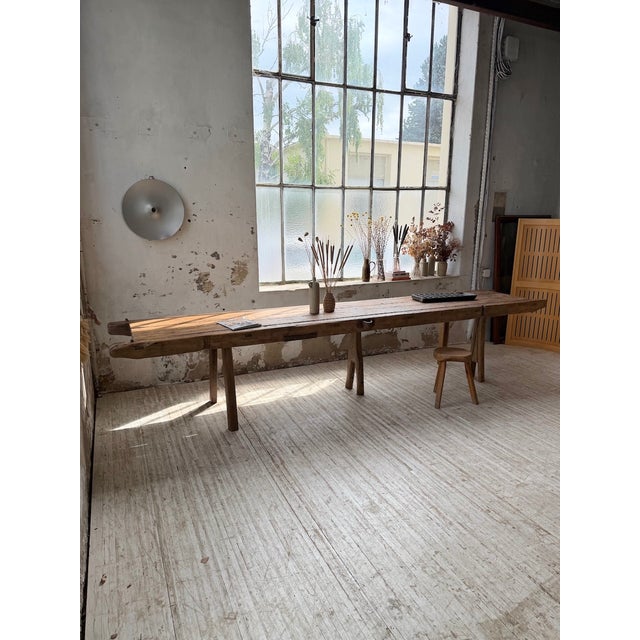 1950s Brutalist Folk Art Table in Pine and Oak, 1950s For Sale - Image 5 of 18