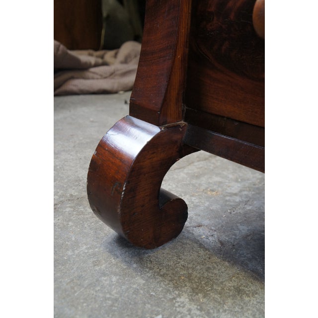 Antique American Empire Flame Mahogany Tallboy Dresser Chest of Drawers For Sale - Image 9 of 12