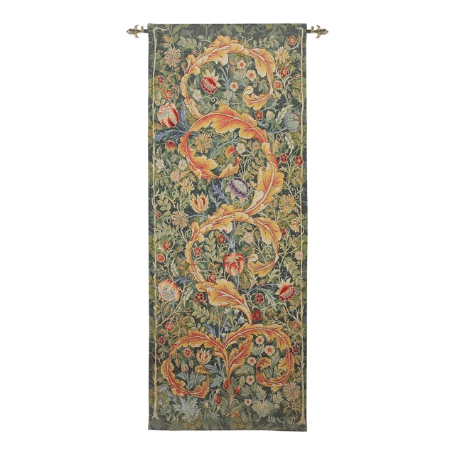 Acanthus Leaf - Gold Loom Woven Tapestry - 185 X 72 Cm (6'1" X 2'4") - Requires Rod Size 2 For Sale