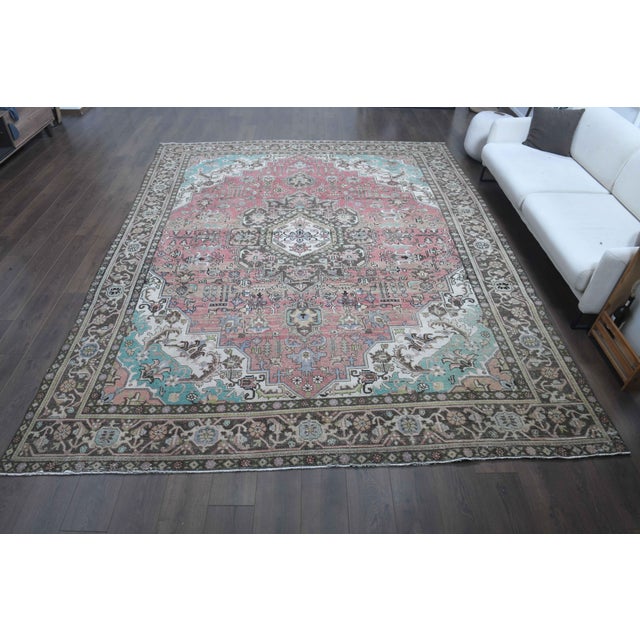 Persian 1970s Vintage Persian Handmade Wool Cotton Light Pink Area Rug For Sale - Image 3 of 11