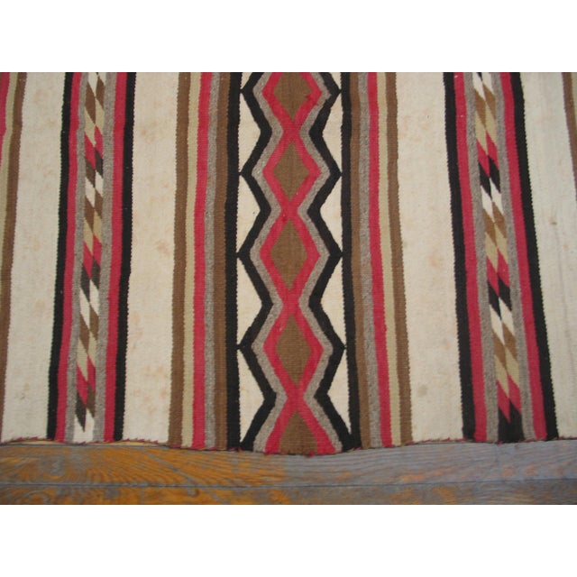 1920s 1920s Multicolor Geometric Tribal Antique American Navajo Rug 3'6" X 5'9" Flatweave Wool Carpet For Sale - Image 5 of 6