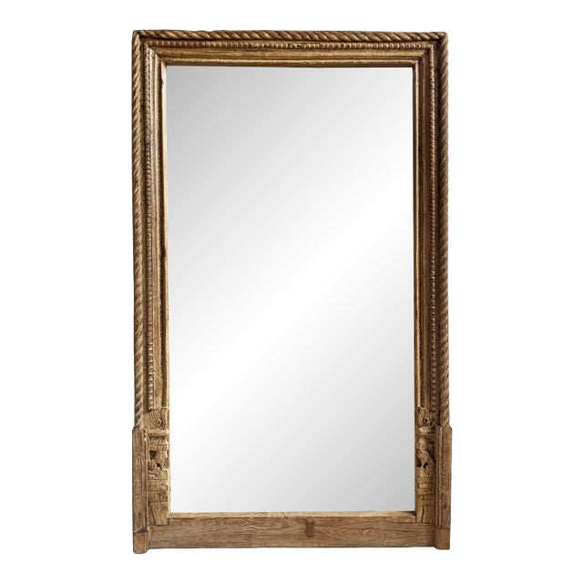 Original Antique Indian Carved Full Length Mirror For Sale
