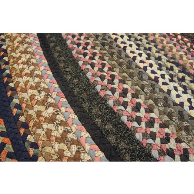 1930s Multicolor Classic Antique American Braided Round Rug 8'10 X 9'9" Wool Carpet For Sale - Image 13 of 13