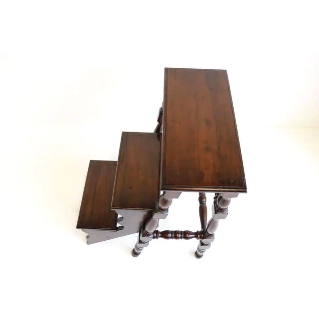 Brown Antique English Victorian Library Stairs, 1920s For Sale - Image 8 of 13