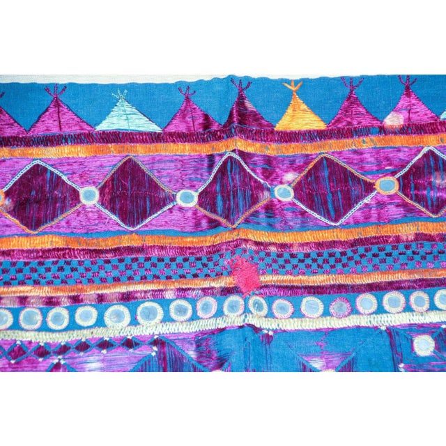 Vintage Banjara Ethnic Embroidered Chaakla With Mirrors, Wall Hanging, India For Sale - Image 10 of 13