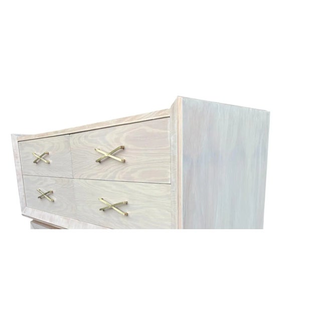 Mid-Century Modern Oyster Lacquered Chest of Drawers X Handles For Sale - Image 13 of 14