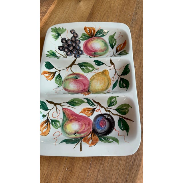 Pink 1950s Italian Hand Painted Fruit Serving Platter Ceramic For Sale - Image 8 of 11