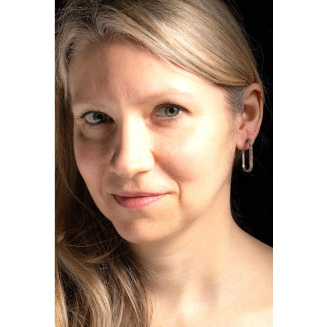 Rectangular Shaped Diamond Hoops For Sale - Image 4 of 4