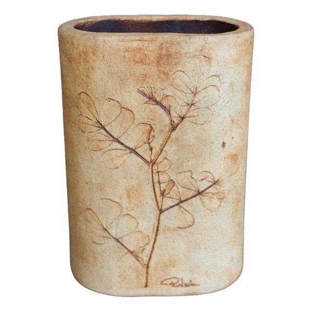 Vintage French Stoneware Vase by Raymonde Leduc, 1960s-1970s For Sale