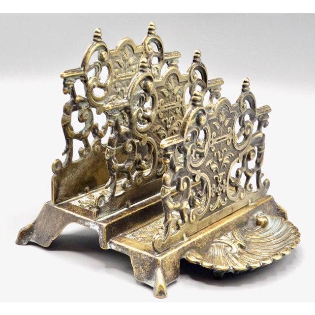 Art Nouveau Art Nouveau Brass Letter Rack For Sale - Image 3 of 9