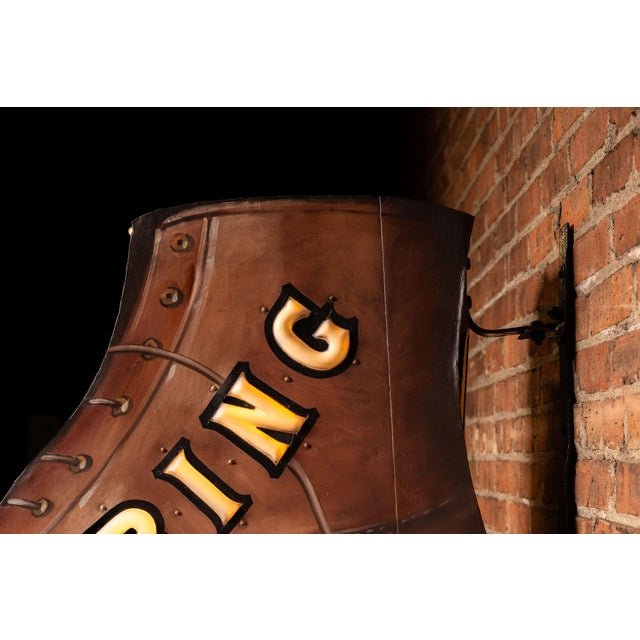 Vintage Double-Sided Boot Form "Repairing" Illuminated Trade Sign For Sale - Image 12 of 15