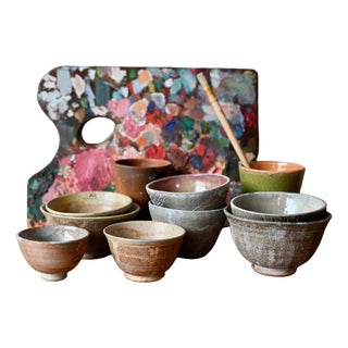 Vintage Primitive Brutalist Stoneware Bowls, 1970s, Set of 10 For Sale
