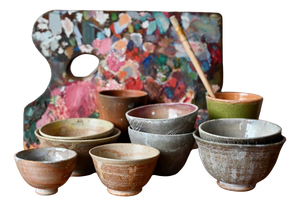 Vintage Primitive Brutalist Stoneware Bowls, 1970s, Set of 10