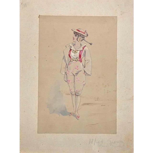 Alfred Grevin, You Girl, Original Drawing, Late 19th-Century For Sale