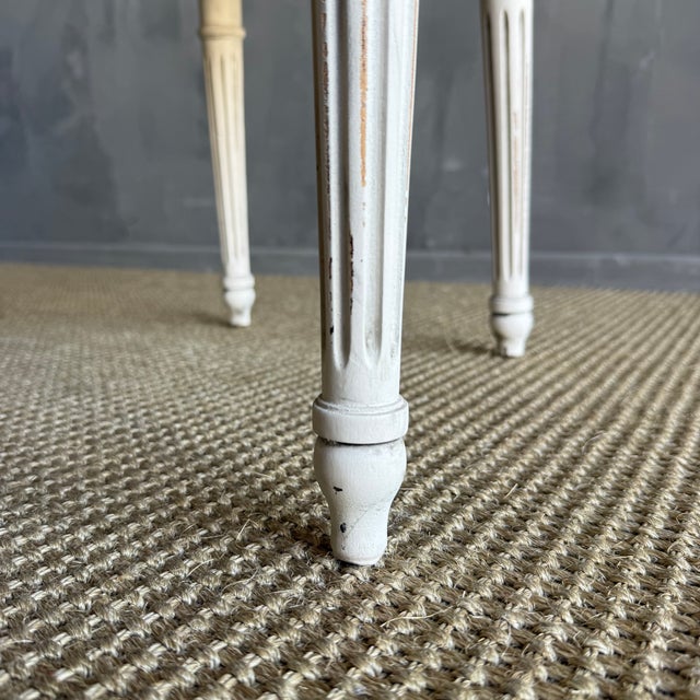 Antique Louis XVI Style French Cane Back Chair in Oyster White Finish For Sale In Los Angeles - Image 6 of 9