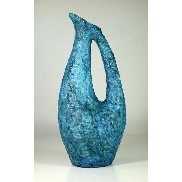 Rare Vase Blue Materic Ceramic Vietri sul Mare, 1950 I have official proof of authenticity such as vintage catalogs,...