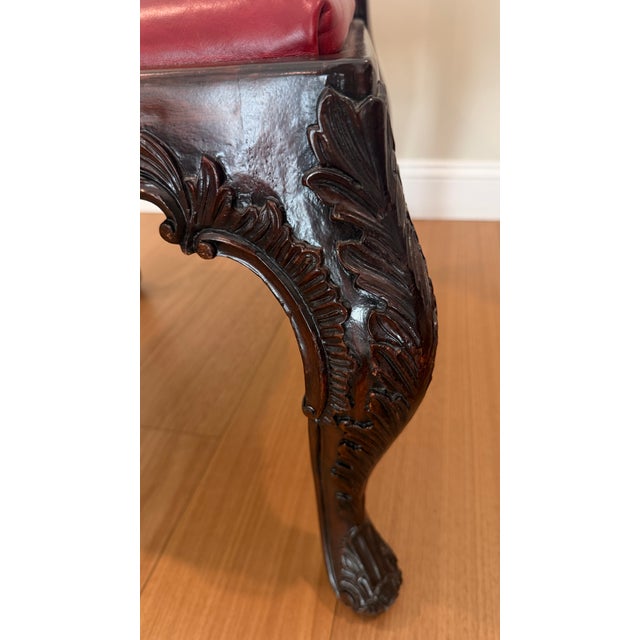Set of Six Henredon Chippendale-Style Dining Chairs With Red Leather For Sale - Image 12 of 16