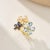 Contemporary Nina Zhou Aquamarine Moonstone Sapphire Diamond Flower Blossom Cocktail Ring in 14k Yellow Gold, size 5.5 For Sale - Image 3 of 7