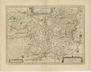 Historic Map of the Bishopric of Paderborn by Blaeu, 1645