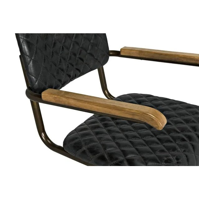 Noir NOIR 0045 Dining Arm Chair, Vintage Black Leather For Sale - Image 4 of 5