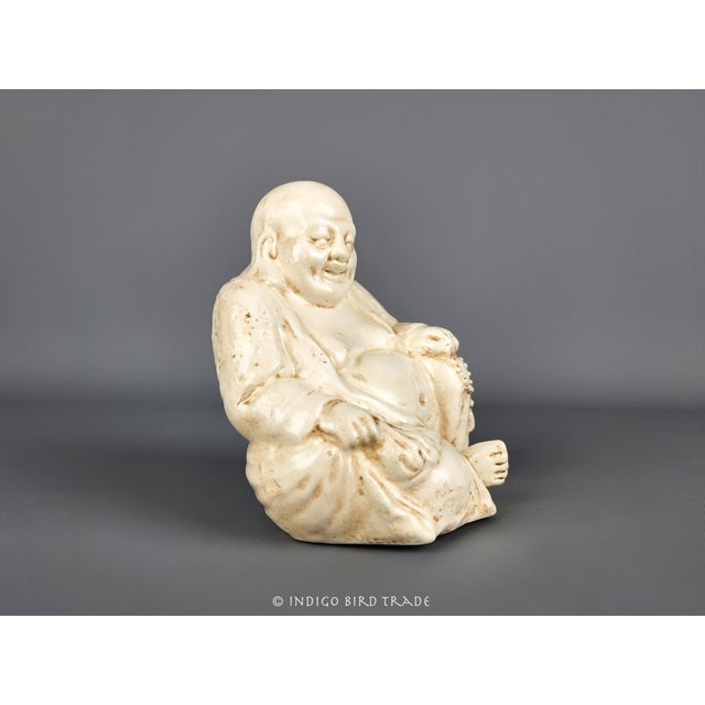 Mid-Century Modern 1960's White Ceramic Buddha Sculpture For Sale - Image 3 of 7
