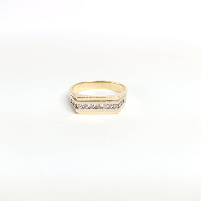 Contemporary Diamond Channel Set Ring .33cttw 14k Two-Toned Gold, Size 5 For Sale - Image 3 of 4
