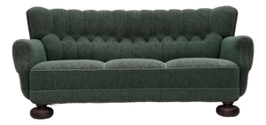 Danish 3-Seater Sofa in Green Wool and Oak, 1960s