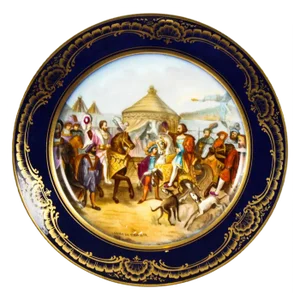 19th Century French Sevres Porcelain Camp Du Rap Plate
