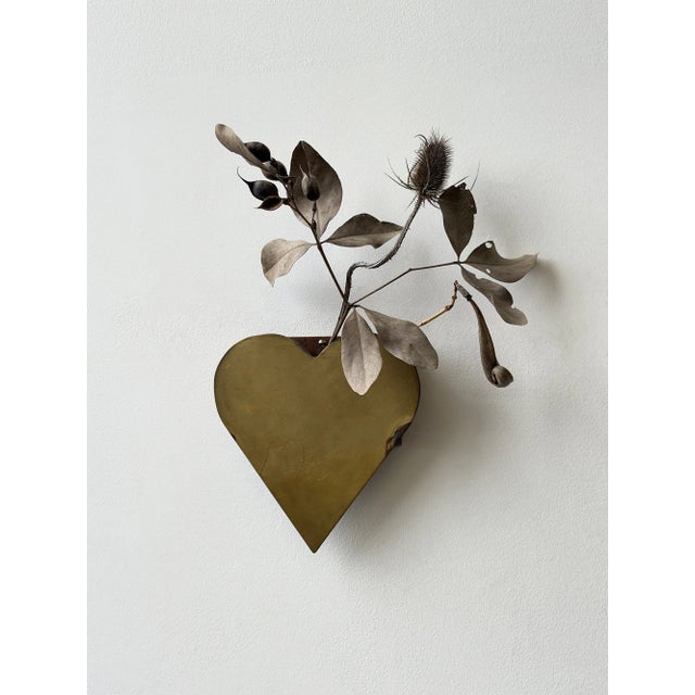 Vintage Brass + Copper Heart Wall Pocket, Circa Mid-20th Century For Sale - Image 13 of 13