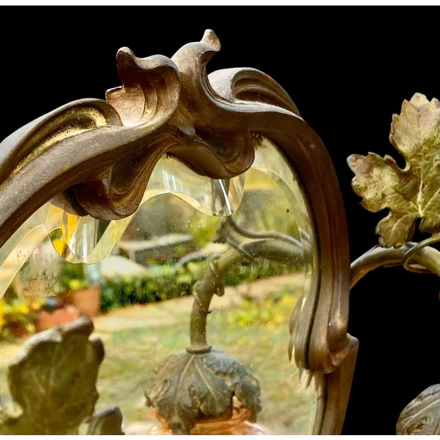 1920s A Period French Art Nouveau Lighted Figural Beveled Vanity Mirror For Sale - Image 12 of 18
