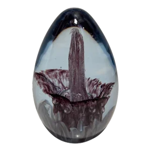 Vintage Jacob Glass 1986 Crystal Egg Shaped Paperweight