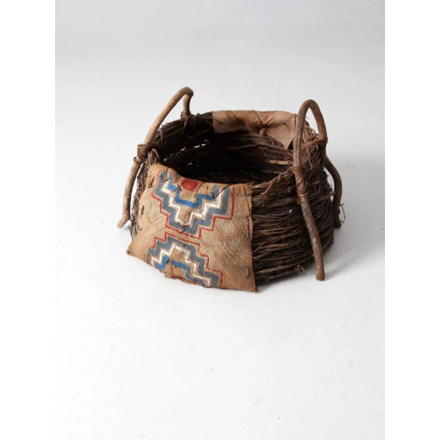 Antique Painted Bark Basket For Sale - Image 10 of 12