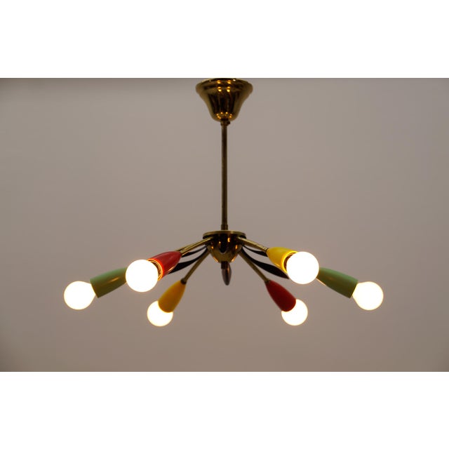 Mid-Century Modern Brass 6-Arm Sputnik Lamp, Italy, 1950s For Sale - Image 9 of 13