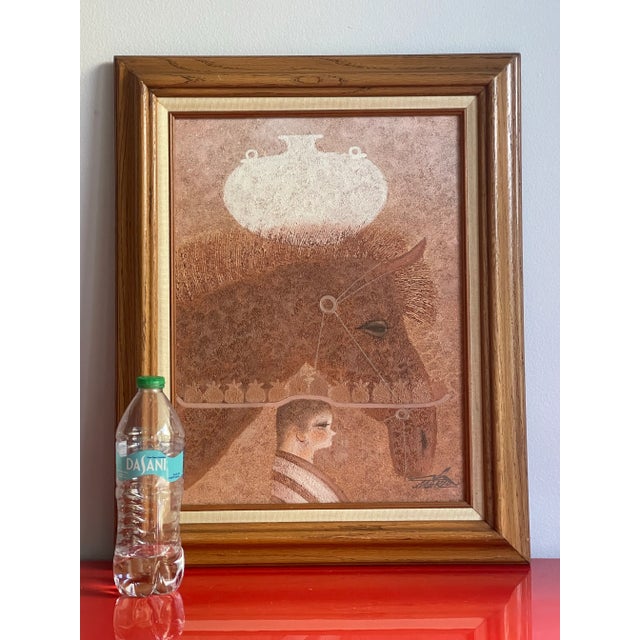 Surrealism Textured Modernist Canvas Giclee Park Dorn Signed Mario Jung Surrealism Horse For Sale - Image 3 of 5