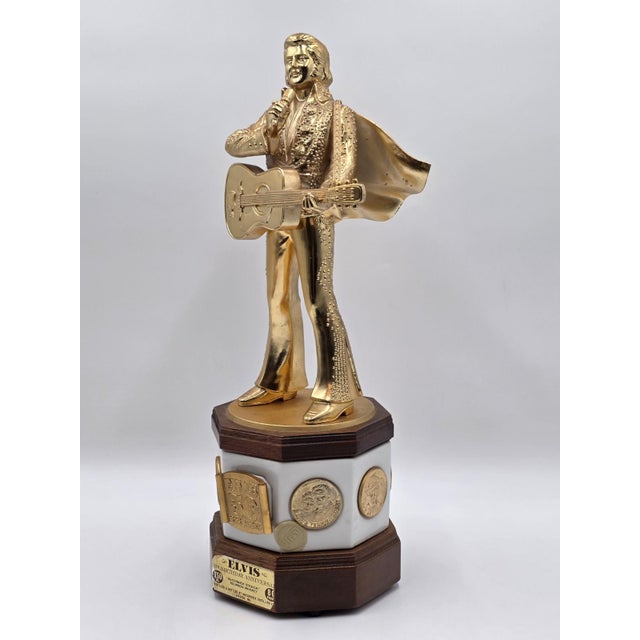 1970s Rare Empty New McCormick Elvis Presley 50th Birthday XL 18" Decanter Music Box For Sale - Image 15 of 18