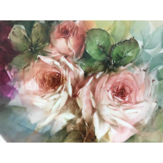 Contemporary French Majolica Floral Charger by Patti Zomber, Hand-Painted, 13.5" For Sale - Image 3 of 8