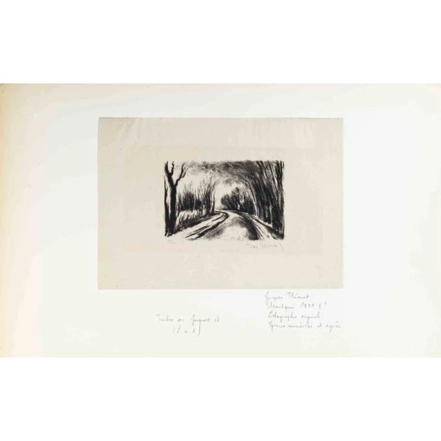 The Road with Trees is a print realized by Jacques Thèvenet in the early 20th Century. Lithograph on paper. Hand-signed,...
