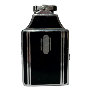 Vintage 1930s Ronson Art Deco Black Enamel Lighter & Cigarette Case