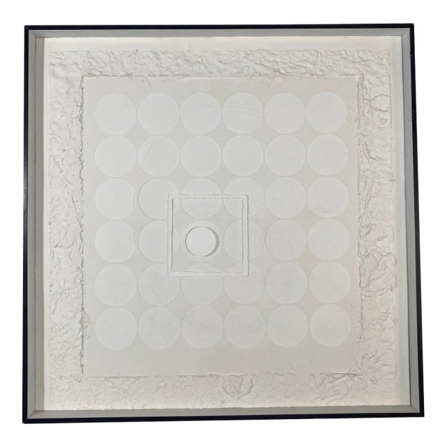 White Plaster Wall Sculpture, Framed, Signed For Sale