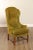 High Quality Vintage Custom Upholstered Green Velvet High Back Wing Armchair