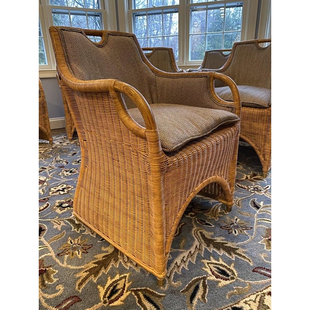 Ralph Lauren Jamaica Woven Wicker Arm Dining Chairs- Set of 8 | Chairish