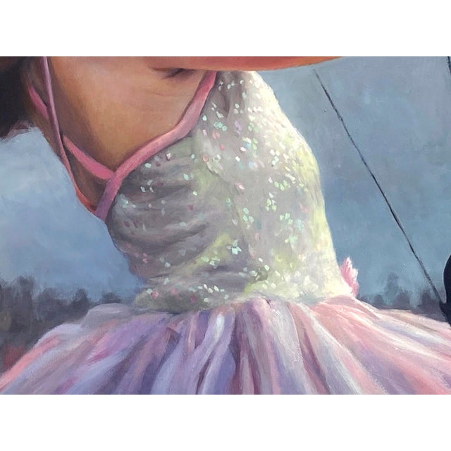 Impenetrable Princess by Denise Dambrackas | Mixed-media: Acrylic & Oil on Panel of a girl with a bow and arrow For Sale - Image 4 of 5