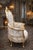 1970 French Louis XVI Gold Beech Damask Bergères - Pair For Sale - Image 10 of 14
