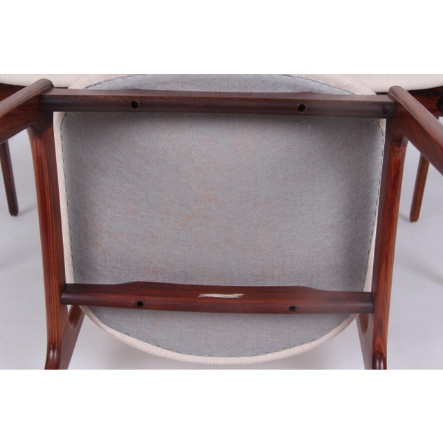Cream Model OD49 Chairs in Rosewood and Wool Fabric by Erik Buch for Oddense Maskinsnedkeri, 1960s, Set of 6 For Sale - Image 8 of 9