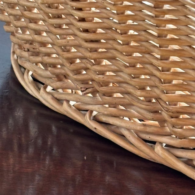 Vintage French Style Wicker Laundry Basket For Sale - Image 9 of 16