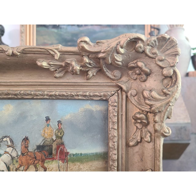 Small Antique 19th Century English Oil Painting Equestrian Sporting Scene For Sale - Image 9 of 12